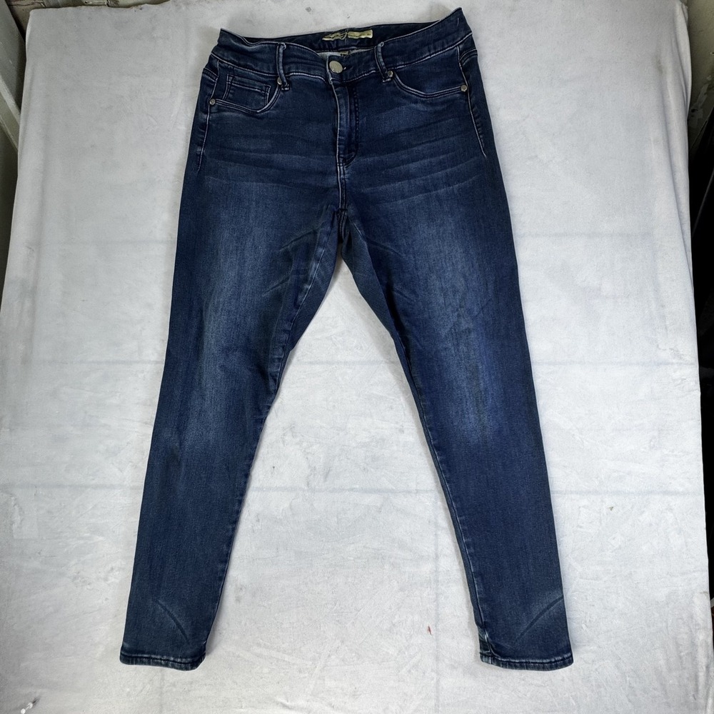 Seven 7 Premium Brand Womens Slim Jeans Blue Denim Dark Wash‎ Whisker Size 14W